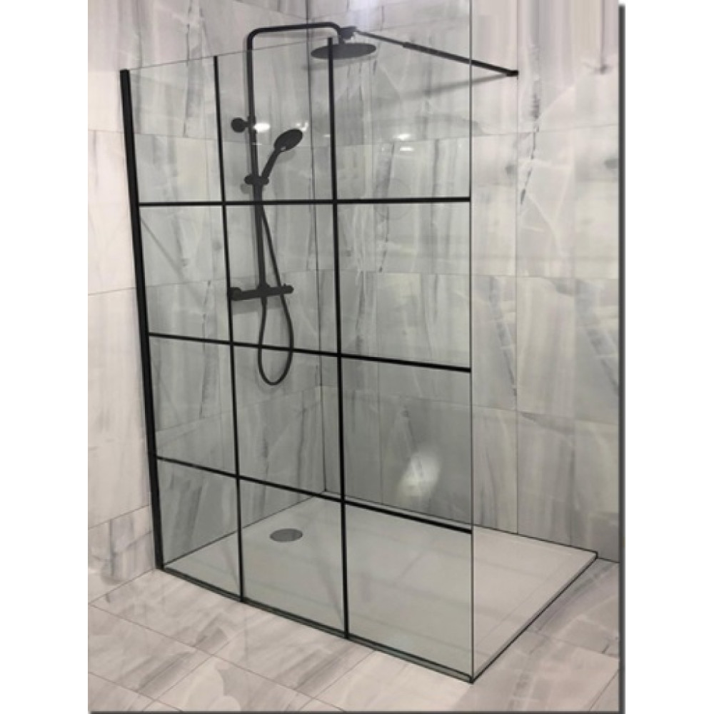 INLOOPDOUCHEWAND MAT ZWART RASTER 120X200CM