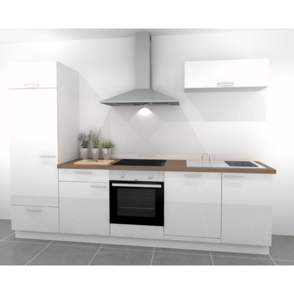 WIT BLOK 280 CM inclusief elektro + inbouwspoelbak + demping op laden en deuren